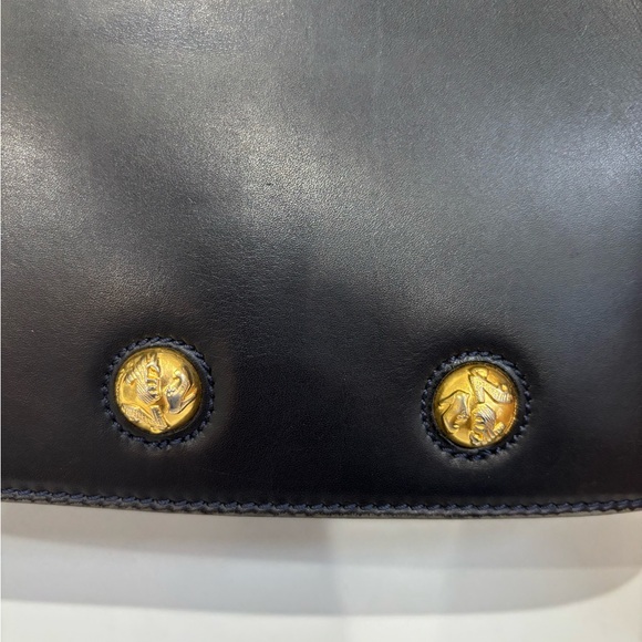 Vintage Ferragamo Black Gancini Top Handle Bag Structured Leather Crossbody - Picture 8 of 10